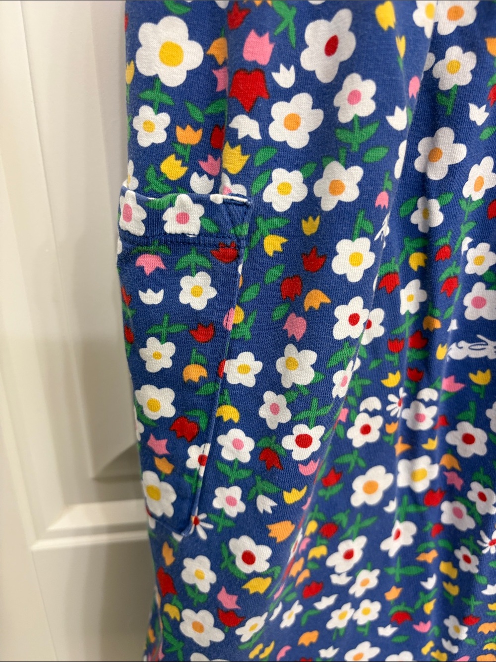 Hanna Andersson Red & Blue Floral Mixed-Print Dress Stripes, flowers, bunnies - Picture 4 of 10